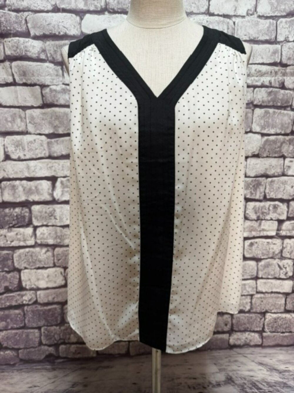 Roz & Ali Black & White Sleeveless Blouse Size 1X